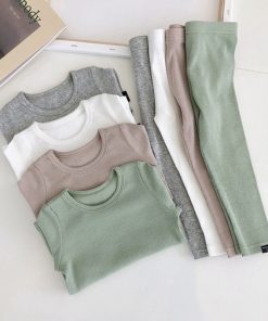 Long Sleeve Solid Color Baby Pajama Set