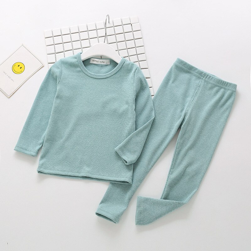 Long Sleeve Solid Color Baby Pajama Set