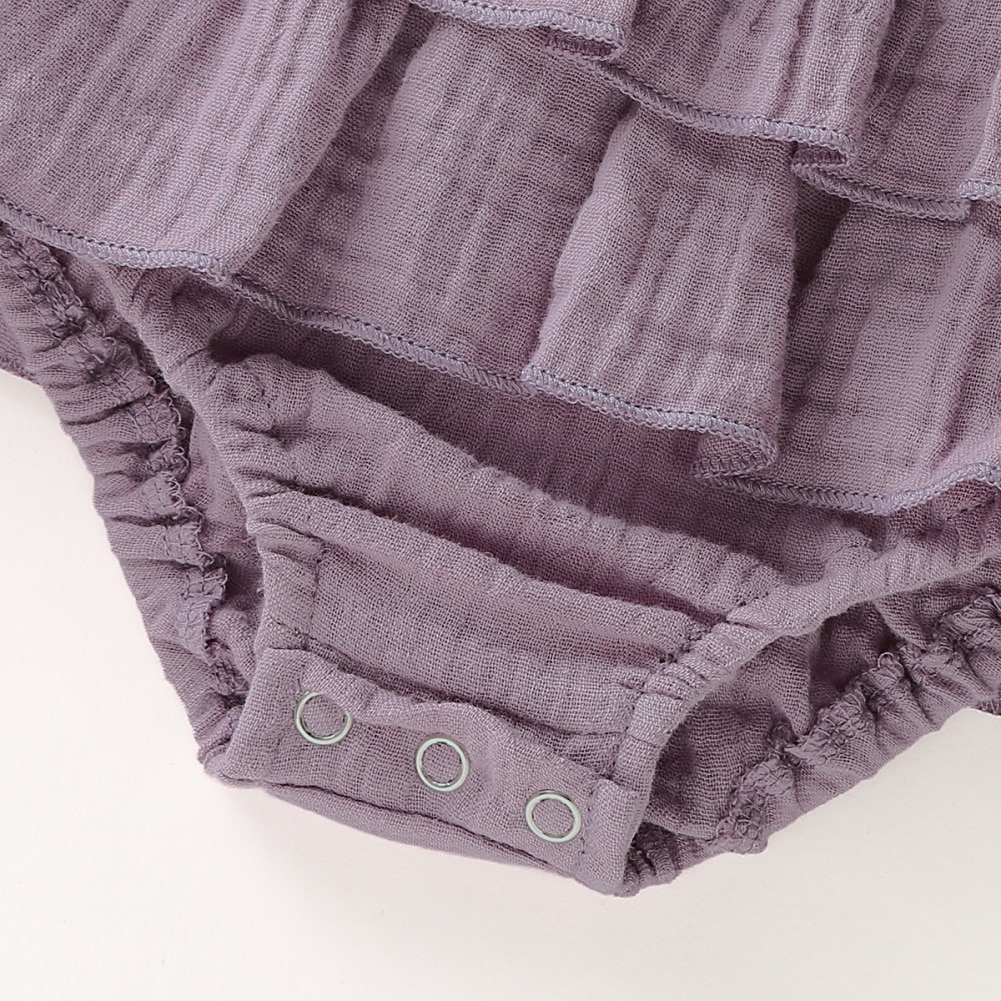 Sleeveless Layered Ruffles Cotton Romper for Baby Girls