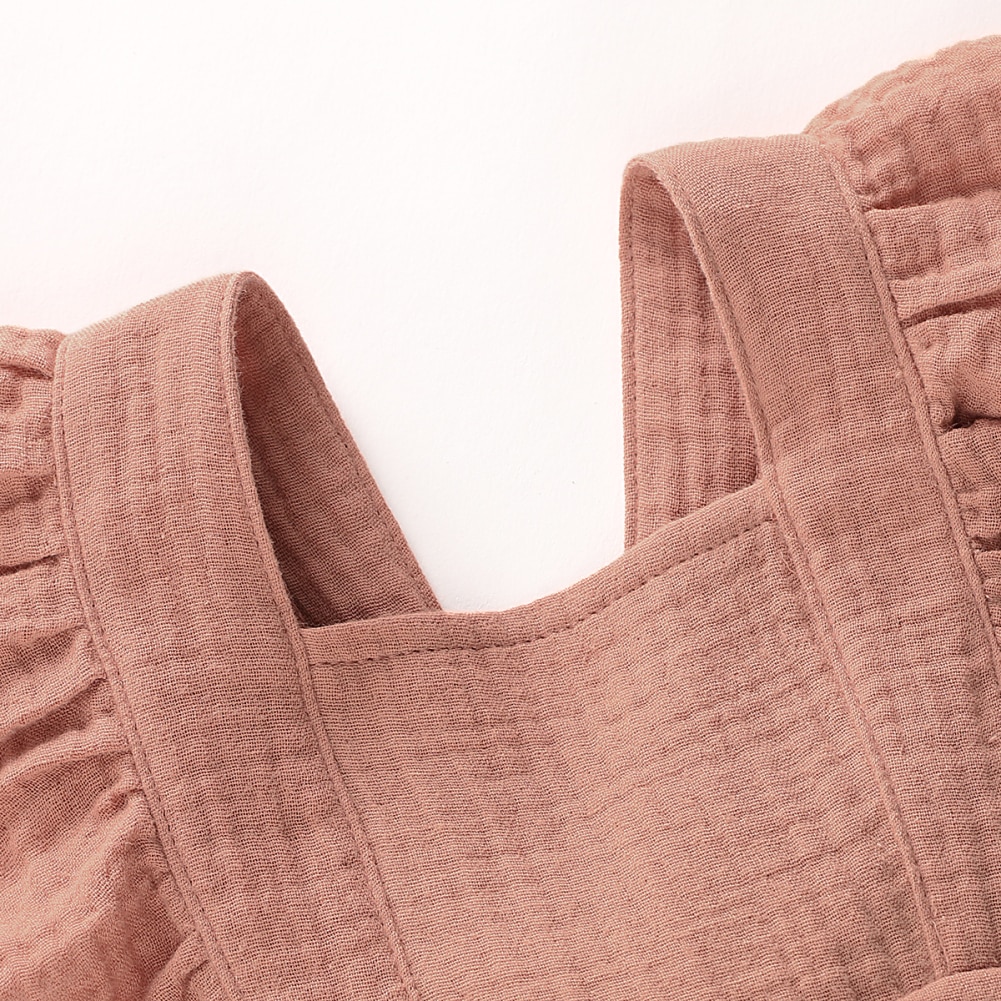 Sleeveless Layered Ruffles Cotton Romper for Baby Girls