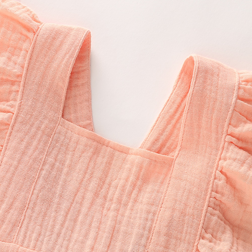 Sleeveless Layered Ruffles Cotton Romper for Baby Girls