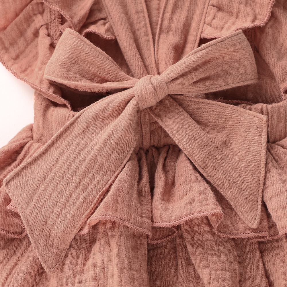 Sleeveless Layered Ruffles Cotton Romper for Baby Girls