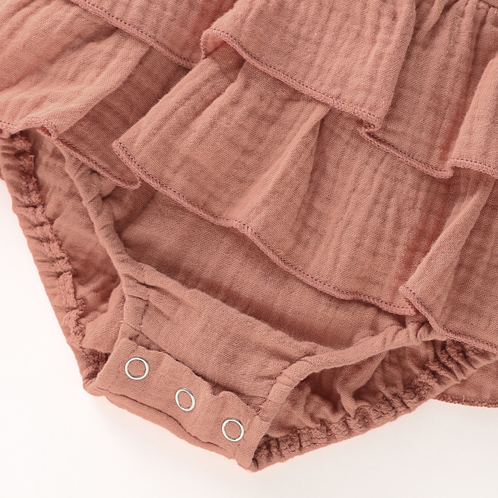 Sleeveless Layered Ruffles Cotton Romper for Baby Girls